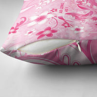 Memorial Pink Breast Cancer Awareness Pillow Cover Plumeria Floral Tribal Pattern - Polynesian Pride