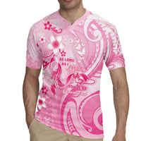 Personalised Memorial Pink Breast Cancer Awareness Rugby Jersey Plumeria Floral Tribal Pattern - Polynesian Pride