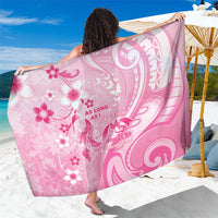 Memorial Pink Breast Cancer Awareness Sarong Plumeria Floral Tribal Pattern - Polynesian Pride