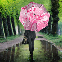 Memorial Pink Breast Cancer Awareness Umbrella Plumeria Floral Tribal Pattern - Polynesian Pride