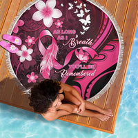 Memorial Breast Cancer Awareness Beach Blanket Plumeria Floral Tribal Pattern - Polynesian Pride