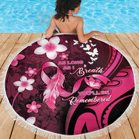Memorial Breast Cancer Awareness Beach Blanket Plumeria Floral Tribal Pattern - Polynesian Pride