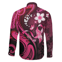 Personalised Memorial Breast Cancer Awareness Family Matching Off Shoulder Short Dress and Hawaiian Shirt Plumeria Floral Tribal Pattern LT05 - Polynesian Pride