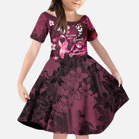 Personalised Memorial Breast Cancer Awareness Family Matching Puletasi and Hawaiian Shirt Plumeria Floral Tribal Pattern LT05 Daughter's Dress Black - Polynesian Pride
