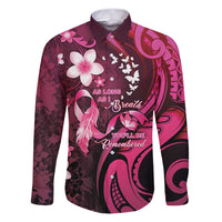 Personalised Memorial Breast Cancer Awareness Family Matching Puletasi and Hawaiian Shirt Plumeria Floral Tribal Pattern - Polynesian Pride