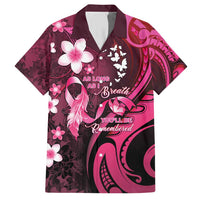 Personalised Memorial Breast Cancer Awareness Family Matching Short Sleeve Bodycon Dress and Hawaiian Shirt Plumeria Floral Tribal Pattern LT05 Dad's Shirt - Short Sleeve Black - Polynesian Pride