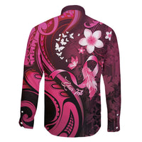 Personalised Memorial Breast Cancer Awareness Family Matching Short Sleeve Bodycon Dress and Hawaiian Shirt Plumeria Floral Tribal Pattern LT05 - Polynesian Pride