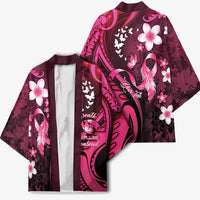 Personalised Memorial Breast Cancer Awareness Kimono Plumeria Floral Tribal Pattern - Polynesian Pride