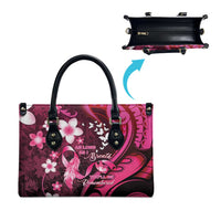 Memorial Breast Cancer Awareness Leather Bag Plumeria Floral Tribal Pattern - Polynesian Pride