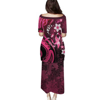Personalised Memorial Breast Cancer Awareness Puletasi Plumeria Floral Tribal Pattern LT05 - Polynesian Pride