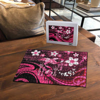 Memorial Breast Cancer Awareness Puzzle Plumeria Floral Tribal Pattern - Polynesian Pride