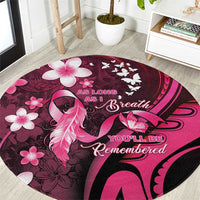 Memorial Breast Cancer Awareness Round Carpet Plumeria Floral Tribal Pattern - Polynesian Pride