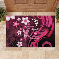 Memorial Breast Cancer Awareness Rubber Doormat Plumeria Floral Tribal Pattern - Polynesian Pride