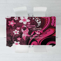 Memorial Breast Cancer Awareness Tablecloth Plumeria Floral Tribal Pattern - Polynesian Pride