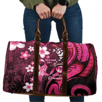Memorial Breast Cancer Awareness Travel Bag Plumeria Floral Tribal Pattern LT05 Black - Polynesian Pride
