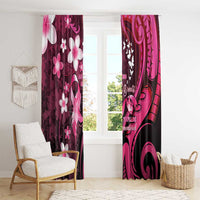 Memorial Breast Cancer Awareness Window Curtain Plumeria Floral Tribal Pattern - Polynesian Pride