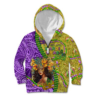 Personalised Hawaii Mardi Gras Kid Hoodie Polynesian Pattern With Glitter Style LT05 Zip Hoodie Yellow - Polynesian Pride