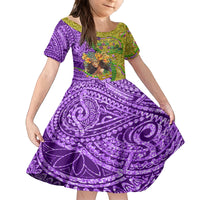 Personalised Hawaii Mardi Gras Kid Short Sleeve Dress Polynesian Pattern With Glitter Style LT05 KID Yellow - Polynesian Pride
