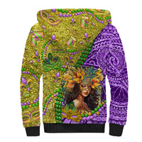 Personalised Hawaii Mardi Gras Sherpa Hoodie Polynesian Pattern With Glitter Style LT05 - Polynesian Pride