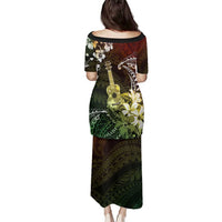 Hawaii Ukulele Family Matching Puletasi and Hawaiian Shirt Polynesian Pattern Mix Hibiscus Reggae Version LT05