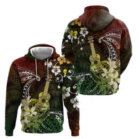 Hawaii Ukulele Hoodie Polynesian Pattern Mix Hibiscus Reggae Version LT05