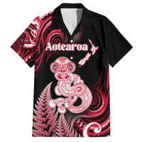 Personalised New Zealand Maori Taniwha Family Matching Tank Maxi Dress and Hawaiian Shirt Silver Fern Red Version