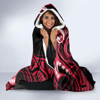 New Zealand Maori Taniwha Hooded Blanket Silver Fern Red Version