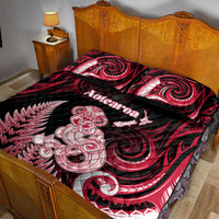 New Zealand Maori Taniwha Quilt Bed Set Silver Fern Red Version
