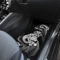 Personalised New Zealand Maori Taniwha Car Mats Silver Fern Black Version