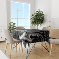 New Zealand Maori Taniwha Tablecloth Silver Fern Black Version