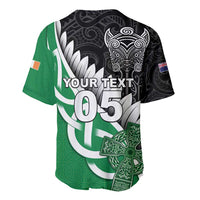 New Zealand And Ireland Rugby Custom Baseball Jersey Silver Fern With Celtic Cross