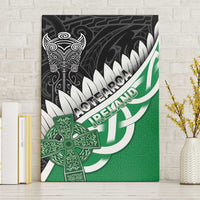 New Zealand And Ireland Rugby Canvas Wall Art Silver Fern With Celtic Cross