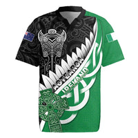 New Zealand And Ireland Rugby Custom Rugby Jersey Silver Fern With Celtic Cross
