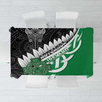 New Zealand And Ireland Rugby Tablecloth Silver Fern With Celtic Cross