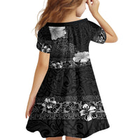Hawaii Hibiscus With Black Polynesian Pattern Family Matching Off The Shoulder Long Sleeve Dress and Hawaiian Shirt LT05 - Polynesian Pride