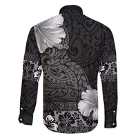 Hawaii Hibiscus With Black Polynesian Pattern Family Matching Short Sleeve Bodycon Dress and Hawaiian Shirt