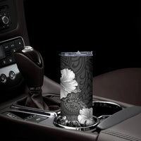 Hawaii Hibiscus With Black Polynesian Pattern Skinny Tumbler