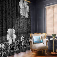 Hawaii Hibiscus With Black Polynesian Pattern Window Curtain LT05 - Polynesian Pride