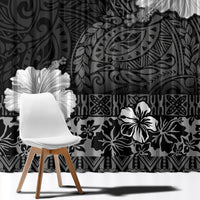 Hawaii Hibiscus With Black Polynesian Pattern Window Curtain LT05 - Polynesian Pride