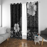 Hawaii Hibiscus With Black Polynesian Pattern Window Curtain LT05 With Grommets Black - Polynesian Pride