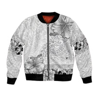 Hawaii Hibiscus With White Polynesian Pattern Bomber Jacket
