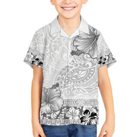 Hawaii Hibiscus With White Polynesian Pattern Kid Hawaiian Shirt