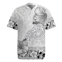 Hawaii Hibiscus With White Polynesian Pattern Rugby Jersey