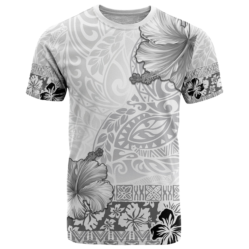 Hawaii Hibiscus With White Polynesian Pattern T Shirt