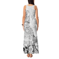 Hawaii Hibiscus With White Polynesian Pattern Tank Maxi Dress LT05 - Polynesian Pride