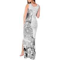Hawaii Hibiscus With White Polynesian Pattern Tank Maxi Dress LT05 - Polynesian Pride
