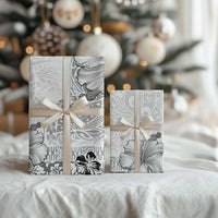 Hawaii Hibiscus With White Polynesian Pattern Wrapping Paper - Polynesian Pride