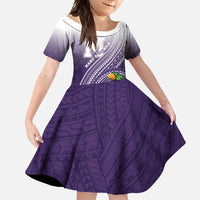 Personalized Manua High School Family Matching Long Sleeve Bodycon Dress and Hawaiian Shirt Polynesian Tribal Pattern LT05 Daughter's Dress Purple - Polynesian Pride