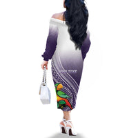 Personalized Manua High School Family Matching Off The Shoulder Long Sleeve Dress and Hawaiian Shirt Polynesian Tribal Pattern