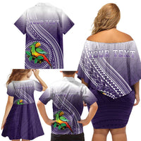 Personalized Manua High School Family Matching Off Shoulder Short Dress and Hawaiian Shirt Polynesian Tribal Pattern